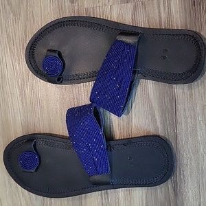 African top leather sandals with beautiful inticate beading work.